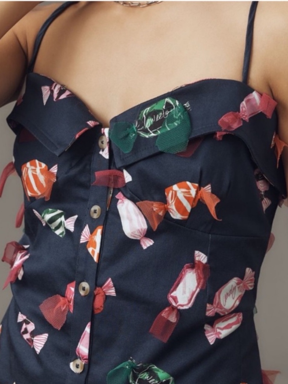 NWT Anthropologie Maeve Printed Buttondown Mini 3D Candies Vacay Party Dress - Picture 4 of 12